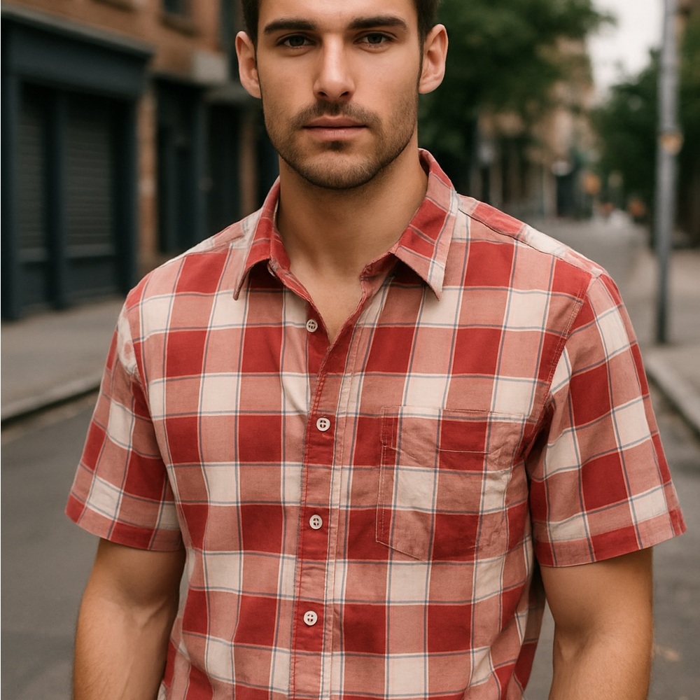 Patagonia Red Plaid Men's Shirt - Excellent Condition
